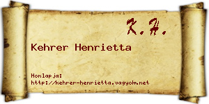 Kehrer Henrietta névjegykártya